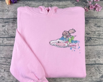 Sudadera y sudadera con capucha bordadas de Chihiro y Haku de El viaje de Chihiro, productos de Studio Ghibli, camiseta de anime