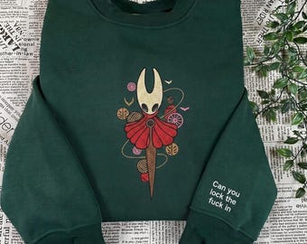 Hollow Knight Hornet Embroidered Sweatshirt and Hoodie,  Hollow Knight Silksong Merch