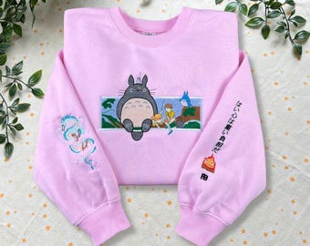 Sudadera y sudadera con capucha bordadas de Mi vecino Totoro, merchandising de Studio Ghibli, regalo para amantes del anime