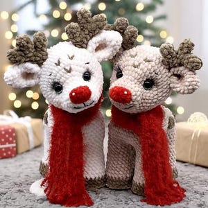 Patrón de muñeco de reno a crochet en PDF, tutorial de amigurumi navideño
