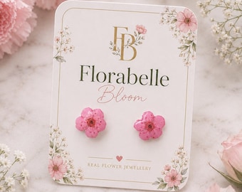 Real Cherry Blossom Earrings | Custom Colour Floral Studs (Sterling Silver/Stainless Steel)
