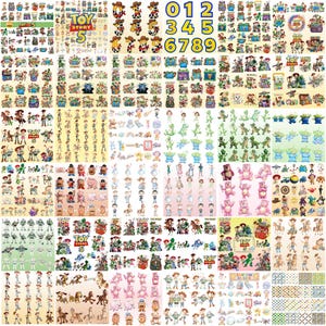 May include: A collection of Toy Story 5 themed stickers featuring various characters including Woody, Buzz Lightyear, Rex, and Lotso, along with numbers zero through nine, all displayed in a grid layout with colorful illustrations and text.