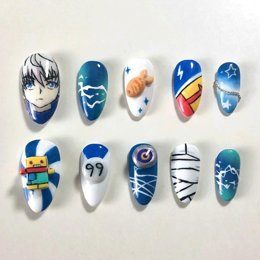 Killua Zoldyck Press on Nails | Hunter X Hunter Anime Nails | Blue ...