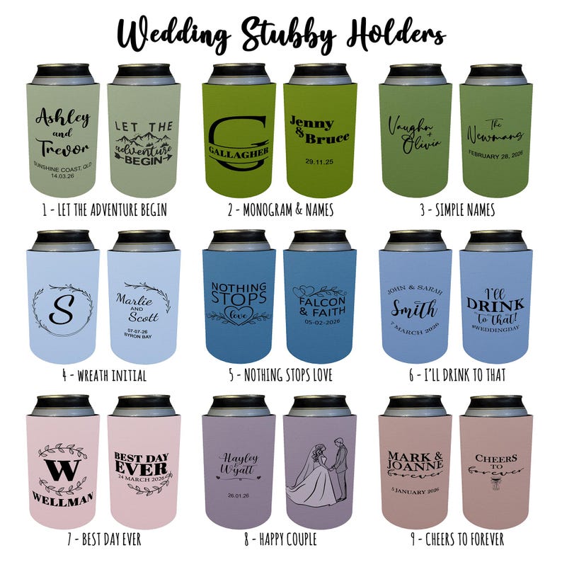 Personalized Wedding Stubby Holders • Custom Neoprene Can Coolers — free download