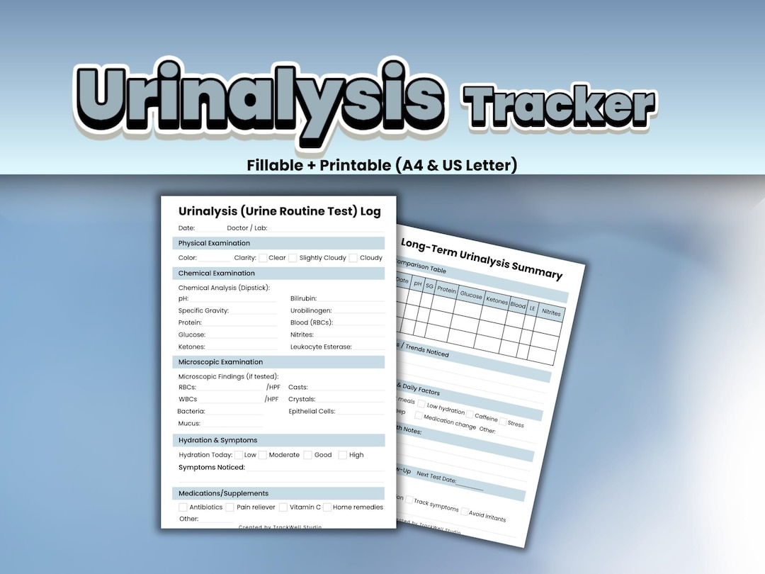 Urinalysis Tracker | Urine Test Log & Summary | Fillable-printable PDF ...