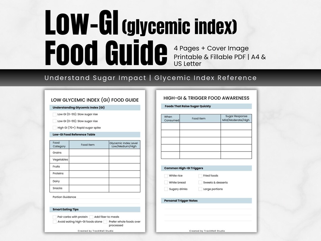 Low GI Food Guide & Sugar Impact Digital Journal for Diabetes ...