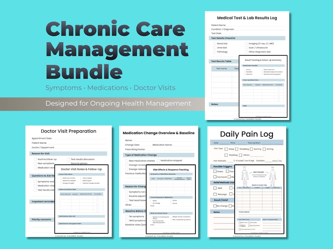 Chronic Care Management Bundle Printable, Long Term Health Tracker Set ...