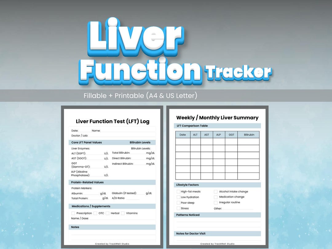 Liver Function Tracker | ALT Ast Bilirubin GGT Log | LFT Lab Record - Etsy