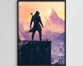 Assassin Gaming Poster, Digital Print, Assassin Wall Art, Fantasy Assassin Print, Dark Aesthetic Digital Download, Gamer Room Decor