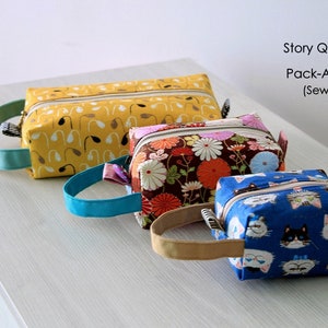 Boxy pouch tutorial,  easy pouch pattern, box pouch, digital PDF sewing pattern, boxy, diy pouch pattern, 3 sizes, instant download,