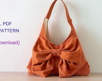 Video Anleitung, Hobo Bow Tasche Schnittmuster, Slouchy Bag PDF (Digitaler Download)
