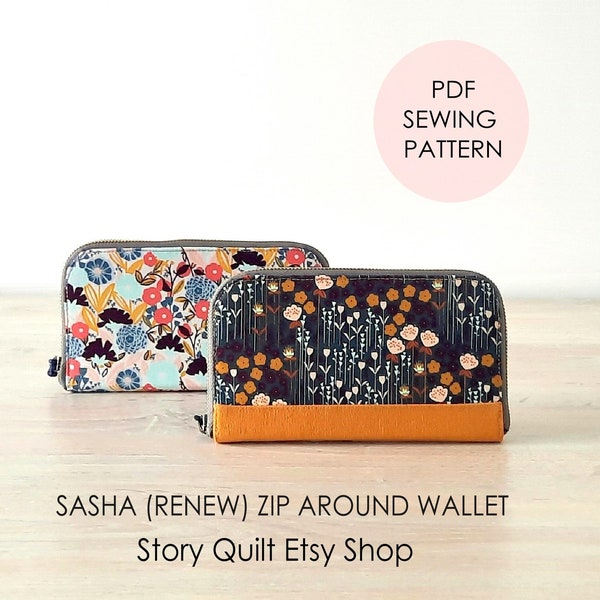 Digital PDF, Zip Around Wallet, zip wallet, sewing pattern, sewing tutorial, long purse long wallet, instant download, DIY pouch