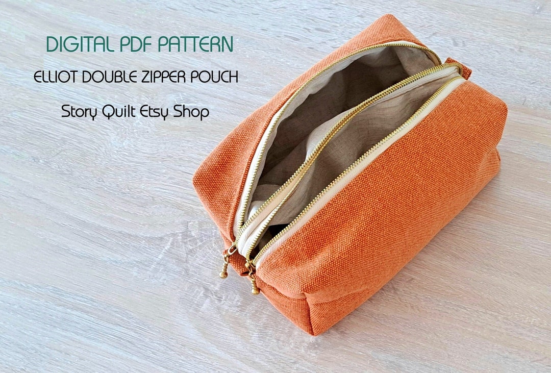 Quick and Easy Box Pouch , Double Zipper Pouch Digital PDF Sewing