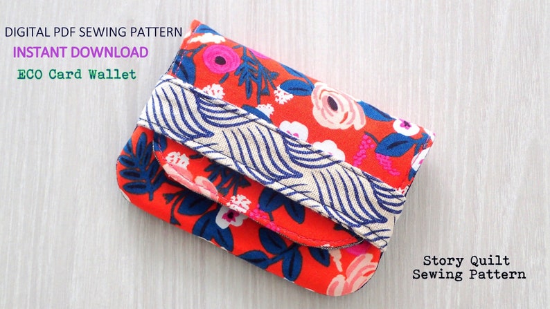 Easy beginner sewing, Card Wallets, digital PDF Sewing Pattern, DIY pouch, pouch sewing pattern, beginner sewing pattern, small pouch image 4