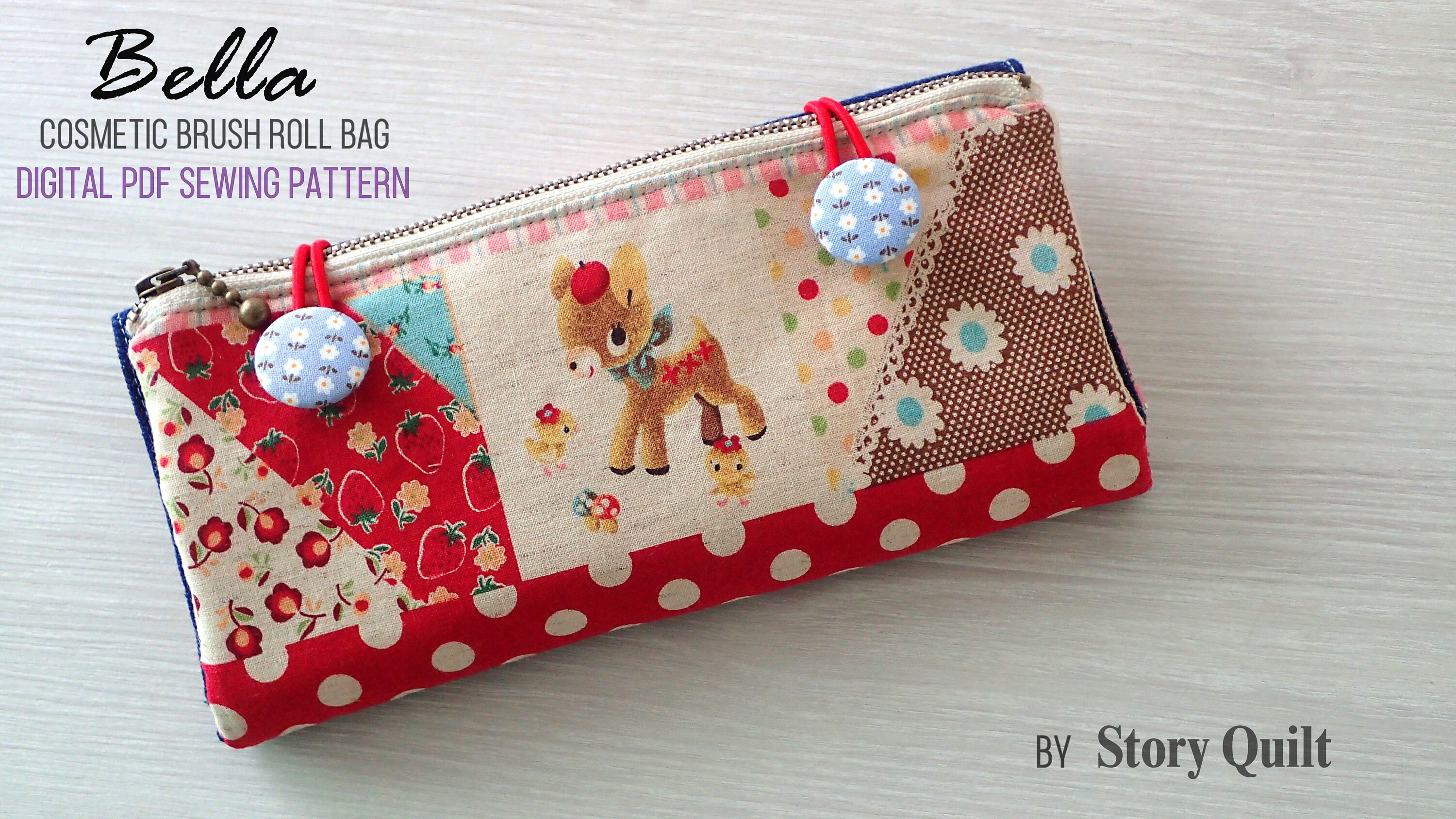 Digital PDF sewing pattern makeup brush roll bag roll pouch Etsy