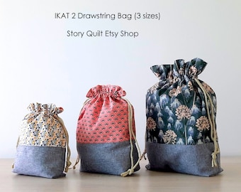 Drawstring bag (3 sizes),  PDF Sewing Pattern, Sewing Tutorial, tool bag,  DIY Craft, Instant Download, project Bag, Easy beginner sewing