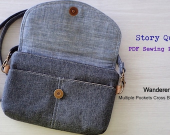 Wanderer crossbody bag PDF sewing pattern | bag pattern | pouch pattern | travel bag pattern | sewing pattern pdf, sewing tutorial