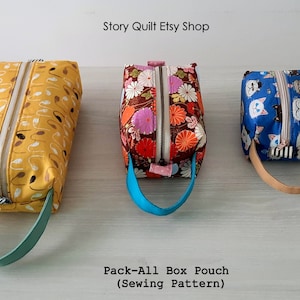 Boxy pouch tutorial,  easy pouch pattern, box pouch, digital PDF sewing pattern, boxy, diy pouch pattern, 3 sizes, instant download,