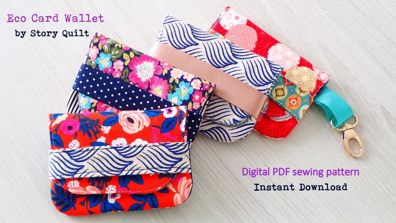 Easy beginner sewing, Card Wallets, digital PDF Sewing Pattern, DIY pouch, pouch sewing pattern, beginner sewing pattern, small pouch image 3