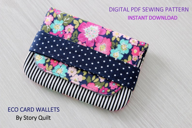 Easy beginner sewing, Card Wallets, digital PDF Sewing Pattern, DIY pouch, pouch sewing pattern, beginner sewing pattern, small pouch image 1