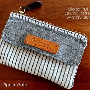 Beginner sewing pouch pattern,zip pouch tutorial,  zip wallet, zipper pouch, easy wallet, wallet tutorial, instant download, mini wallet