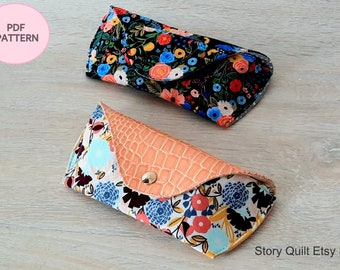 Glasses pouch, glasses case with belt hoop (2 designs),  pdf sewing pattern,  Quick and easy to sew. instant download, sunglasses case, DIY