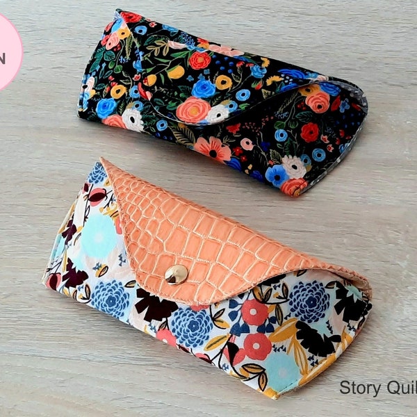Glasses pouch, glasses case with belt hoop (2 designs),  pdf sewing pattern,  Quick and easy to sew. instant download, sunglasses case, DIY