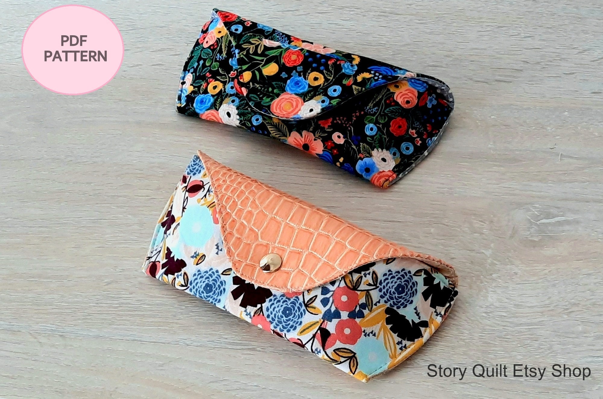 Tape Measure Sewing Pattern Snap Sunglasses Case Handmade Padded