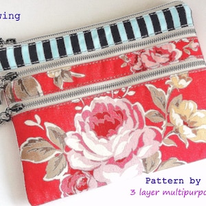 instant download PDF pouch pattern | bag pattern | zip pouch sewing pattern | 3 zipper pouch pattern | zip pouch  tutorial |  toiletry bag