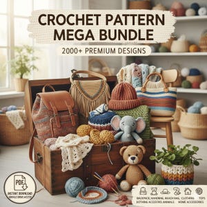 Mais de 2000 MEGA PACOTE de padrões de amigurumi e crochê - Brinquedos, bonecas, bolsas, decoração para casa em PDF para download instantâneo.