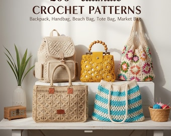 200+ Crochet Bag & Pouch Patterns Mega Bundle: Boho, Modern, Vintage Styles PDF Instant Download