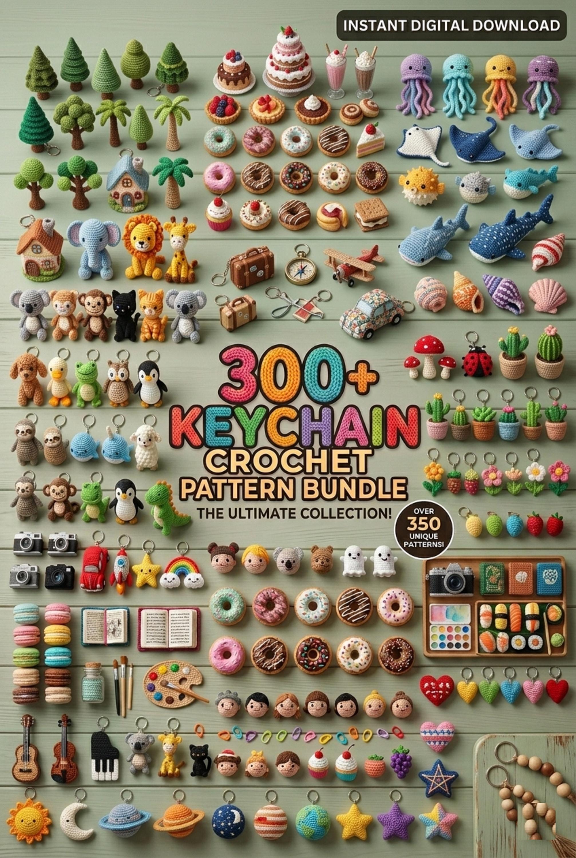 300 Amigurumi Keychain Bundle with Owl Charm