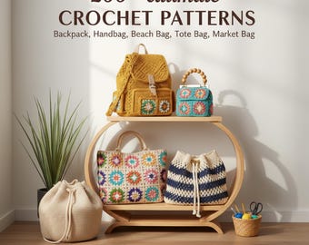 Crochet Bag & Pouch Patterns Mega Bundle: 200+ Boho, Modern, Vintage Styles PDF Instant Download