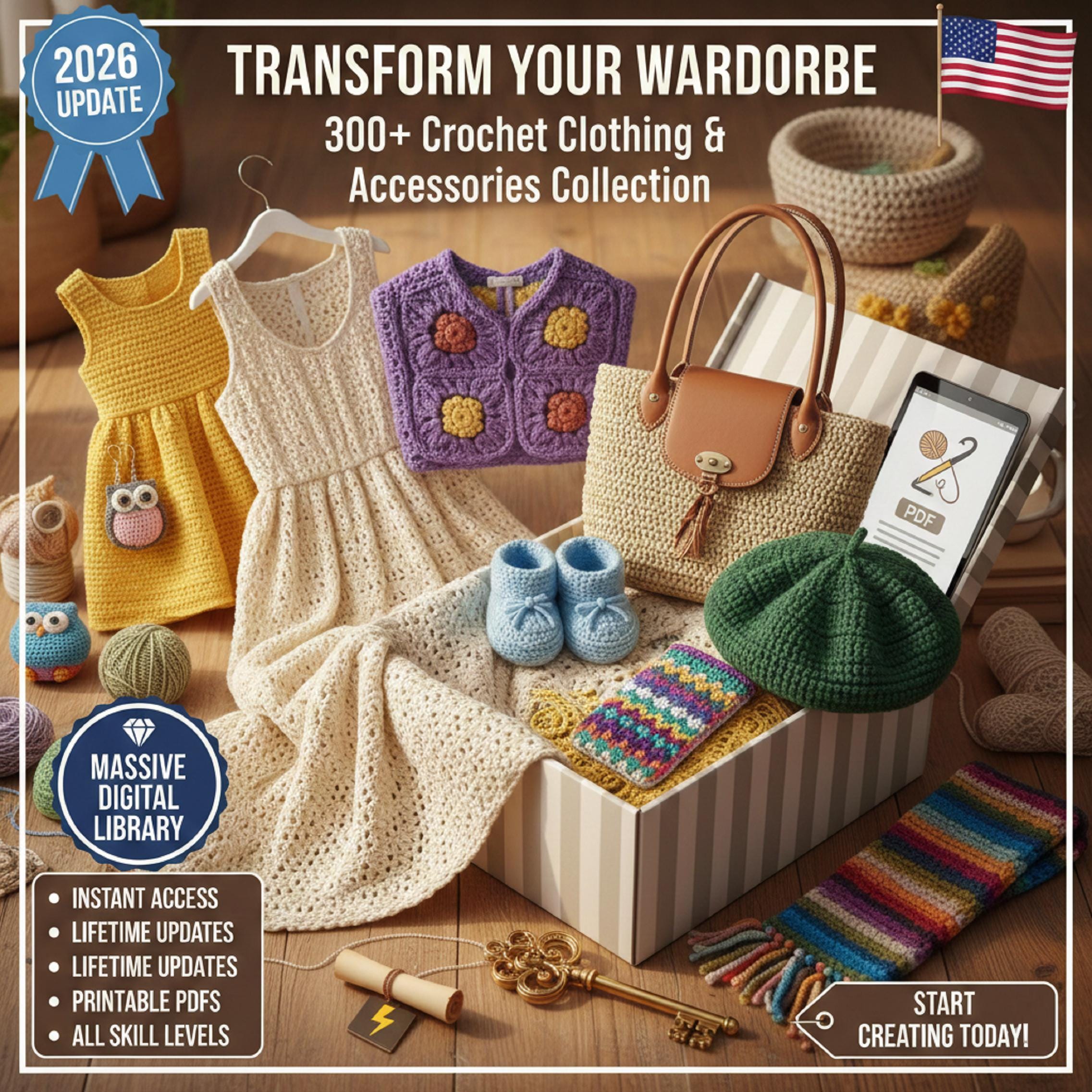 300+ Clothing and Accessory Crochet Pattern Bundle