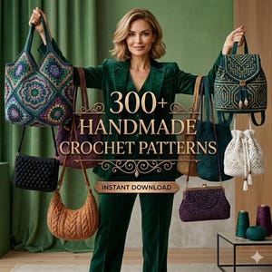 300+ Crochet Bag Pattern Bundle PDF | Crochet Tote Bag Pouch Purse Pattern | Granny Square Bag | Beginner Crochet Bag Pattern Collection