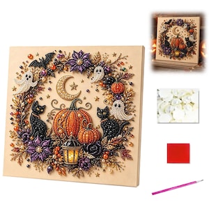 Halloween Ghost Pearl Art DIY Kit, Spooky Cute 3D Diamond Art Painting Crafts for Adults,Fall Home Decor Wall Art,Beginner DIY Seasonal Gift image 13