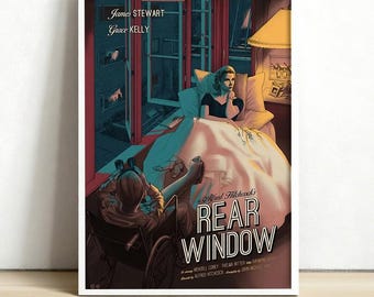Poster del film La finestra sul cortile, film di Alfred Hitchcock, arredamento per la casa, poster su tela, regali per le feste, regali di compleanno, poster vintage