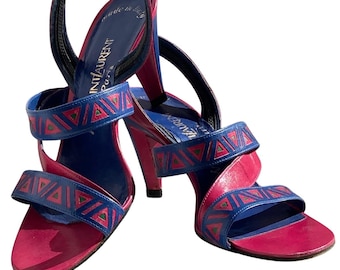 Yves Saint Laurent Paris 1980s Vintage Heels. Pink and Purple