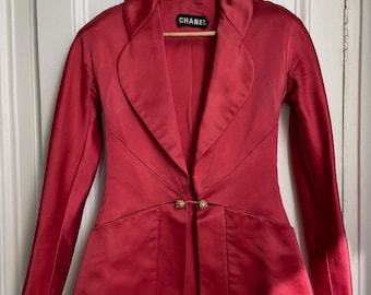 Chanel 1990s Haute Couture Rose Coral Pink Jacket – Size 36 Rare