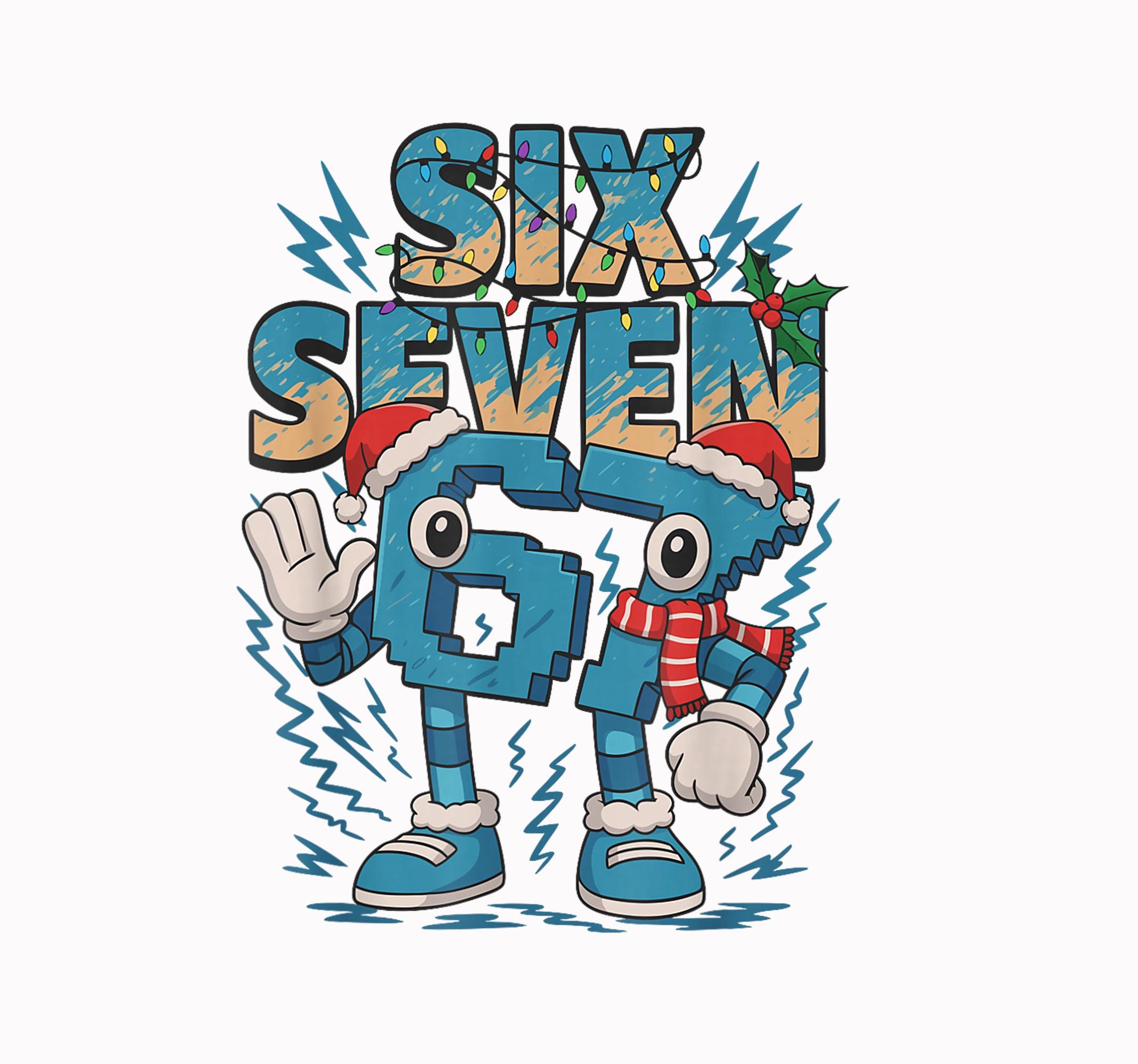 Six Seven Meme Christmas PNG, Funny Italian Brainrot Kids Gaming