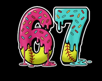 Six Seven Ice Cream Baseball Drip 67 Fun Softball Meme Png, Drip Ice Cream 67 Png, Mason 67 Ice Cream Meme Png, Instant Download