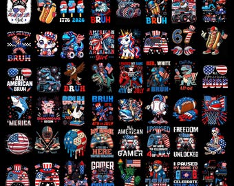 4th Of July Truck 67 Boys PNG Bundle, Gamer Sport Boys Girls Kids 4th of July PNG, American Flag Dinosaur T-rex Png, Happy 4th of July