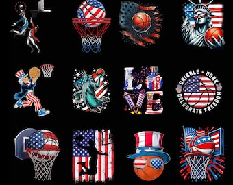 Patriotic Basketball Bow PNG, USA Basketball Bow PNG, American Flag Bow Design, 4th of July Basketball , Basketball Clipart instant Download