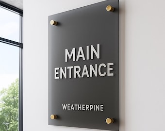 Enseigne de bureau acrylique personnalisée | Logo d'entreprise personnalisé et enseigne murale de réception | Plaque de porte professionnelle moderne