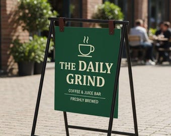 Custom A-Frame Sidewalk Sign | Outdoor Business Sign | Double-Sided Sandwich Board | Cafe Menu Sign | Boutique Shop Advertising Display