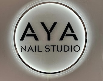 Enseigne lumineuse LED personnalisée en acrylique, logo d'entreprise, décoration de bureau, enseigne pour bar à beauté