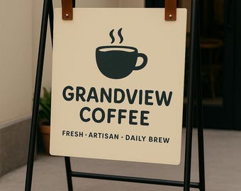 Sidewalk Blade Sign for Business | Custom A-Frame Sandwich Sign | Outdoor Shop & Cafe Storefront Display