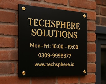 Letrero de oficina acrílico personalizado / Letrero de pared con logotipo empresarial premium / Placa personalizada para recepción, puerta y vestíbulo / Marca profesional moderna