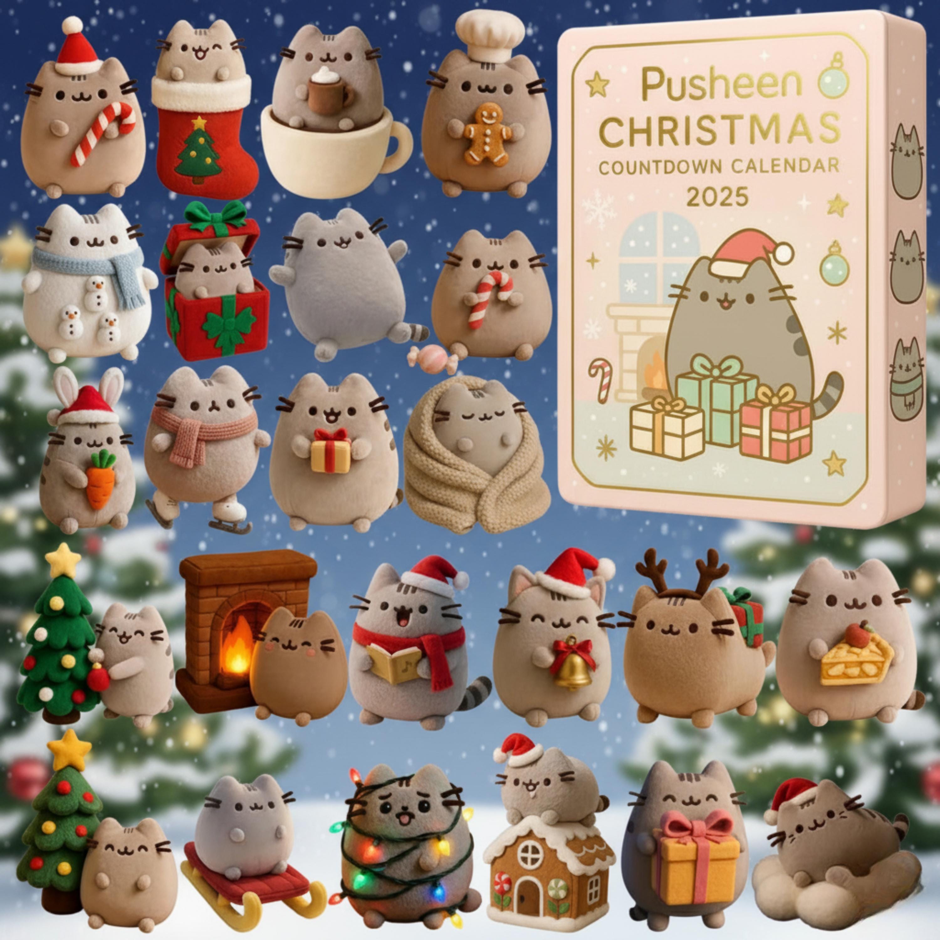 Discover Pusheen Christmas Advent Calendar 2025, Cute Cat Ornament Set, Pusheen Holiday Countdown, Kawaii Gift for Cat Lovers
