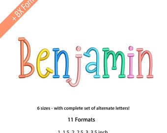 Benjamin Cute Kid Font Embroidery, Canva Font Embroidery, Quirky Serif, Preppy Fonts Embroidery, 6 Sizes, 11 Formats + BX Format